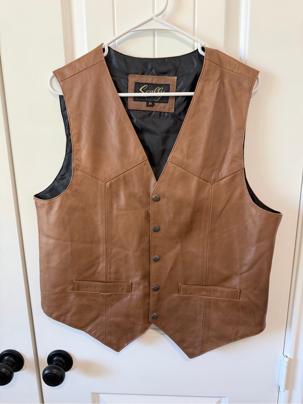 Scully Men's Tan Leather Button Vest